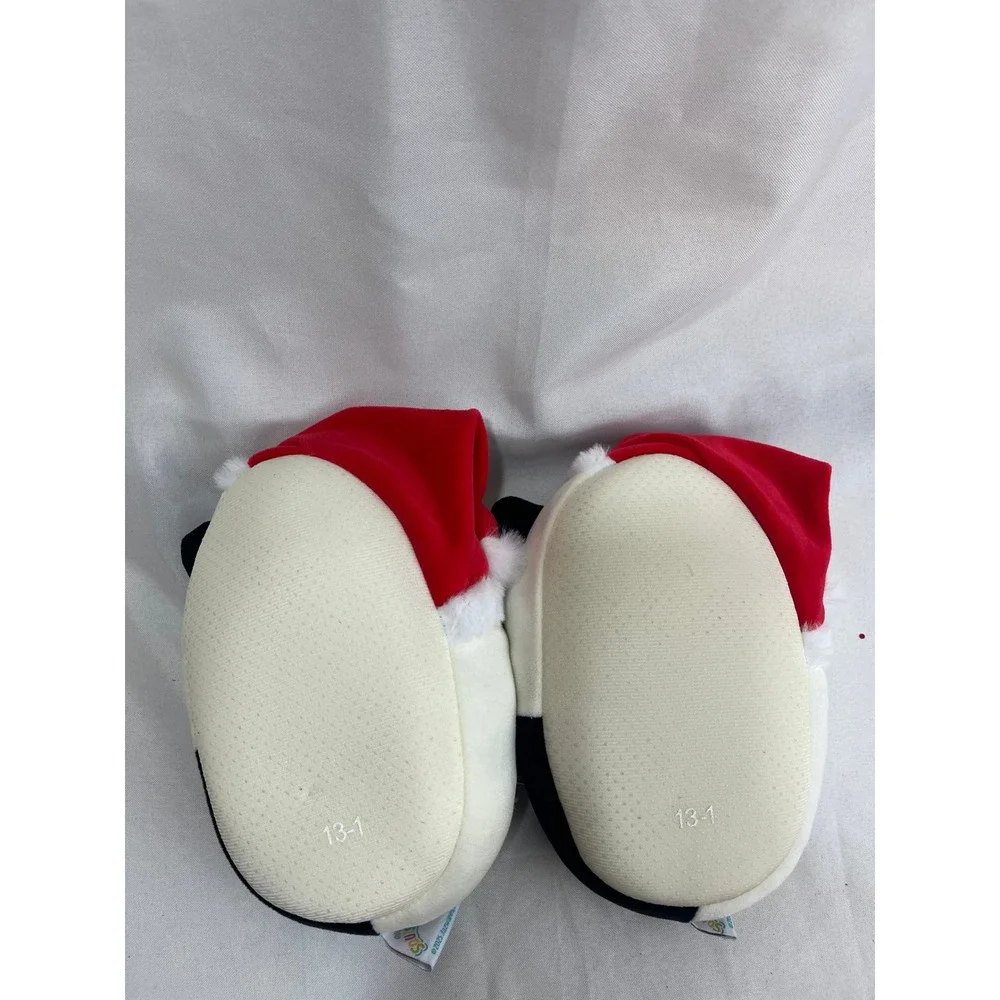 Squishmallows Santa Hat Cat Slippers Kids Size 13/1 Off-White Plush Shoes